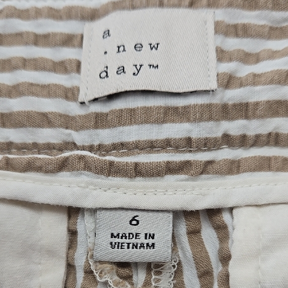 A New Day 100% Cotton Tan/White Striped Pants - Picture 2 of 11